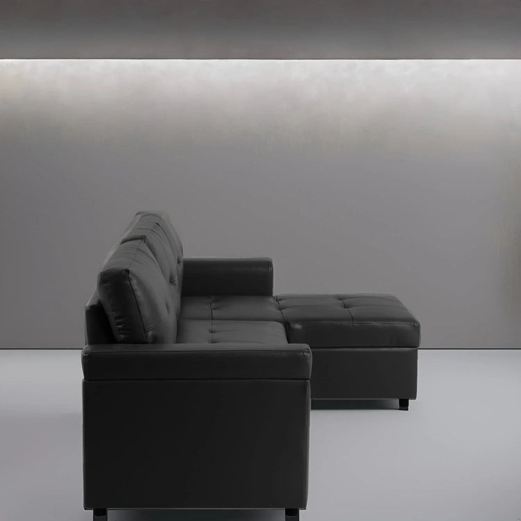 Reversible Sectional Sofa with Pull-Out Sleeper Bed, Hidden Storage Chaise, Durable Legs