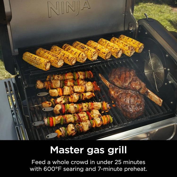 Ninja Flexflame, Grill and Smoker, Electric and Propane Grill, Roaster, BBQ Grill, 5-in-1 Cooking System, 3 Burner, Digital Control, Outdoor Cooking