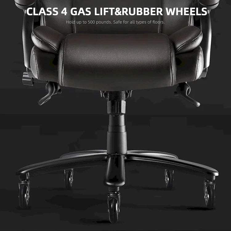 Bossin Big and Tall Executive Office Chair,500LBS Adjustable Lumbar Support Ergonomic Chair with High Back Pu Leather Computer