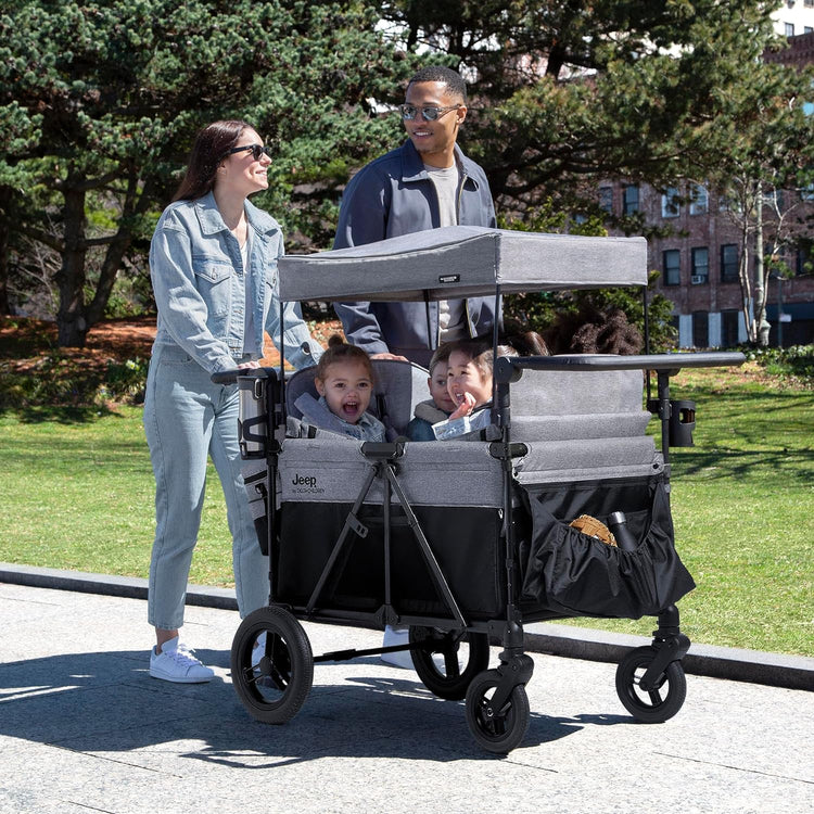 Jeep Wrangler Deluxe 4 Seater Stroller Wagon by Delta Children Quad Stroller Wagon