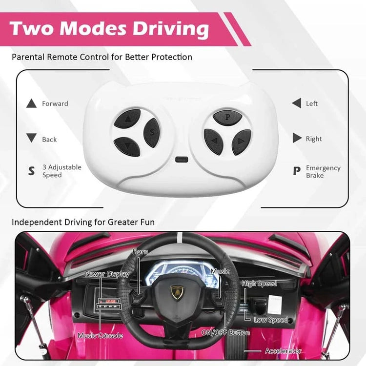 Licensed Lamborghini Svj Kids Ride-on Car, 12V Battery Powered Sports Car Toy with Trunk & Remote