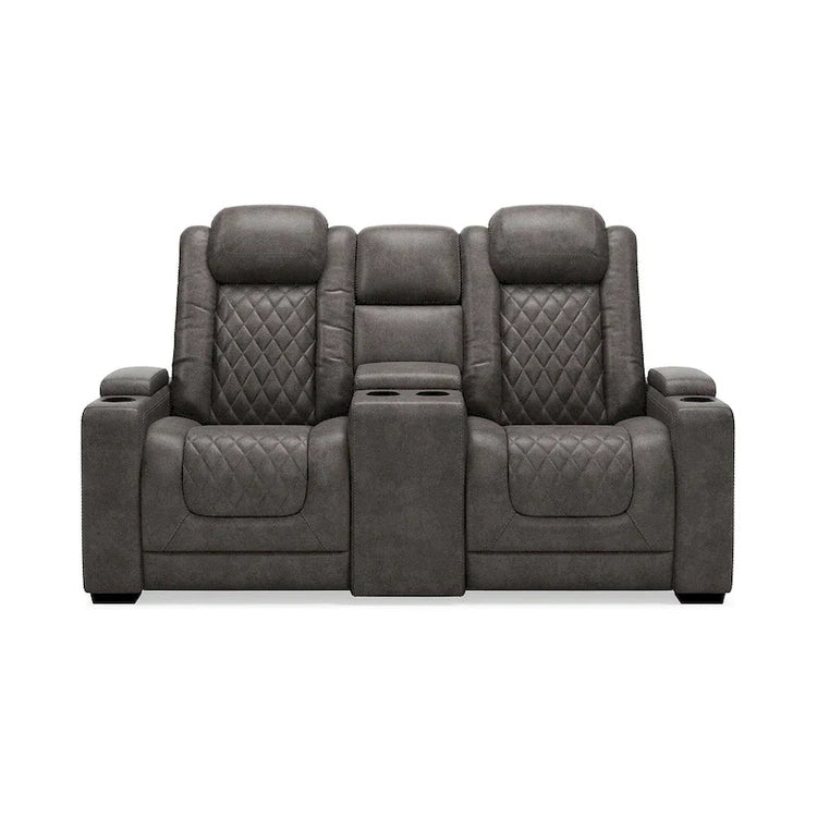 Signature Design by Ashley Hyllmont Gray Power Reclining Loveseat with Console - 71.75 W X 39 D X 44 H