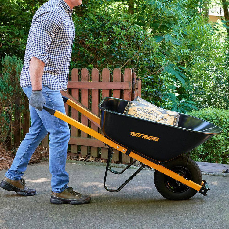 True Temper R6STFFEC 6 Cu. Ft.. Barrow in a Box Steel Wheelbarrow with Never Flat Tire and Steel Handles