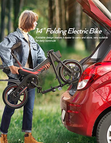 Sailnovo 14'' Electric Bicycle for Adults and Teenagers, Folding Electric Bike with Built-in Li-Ion Battery