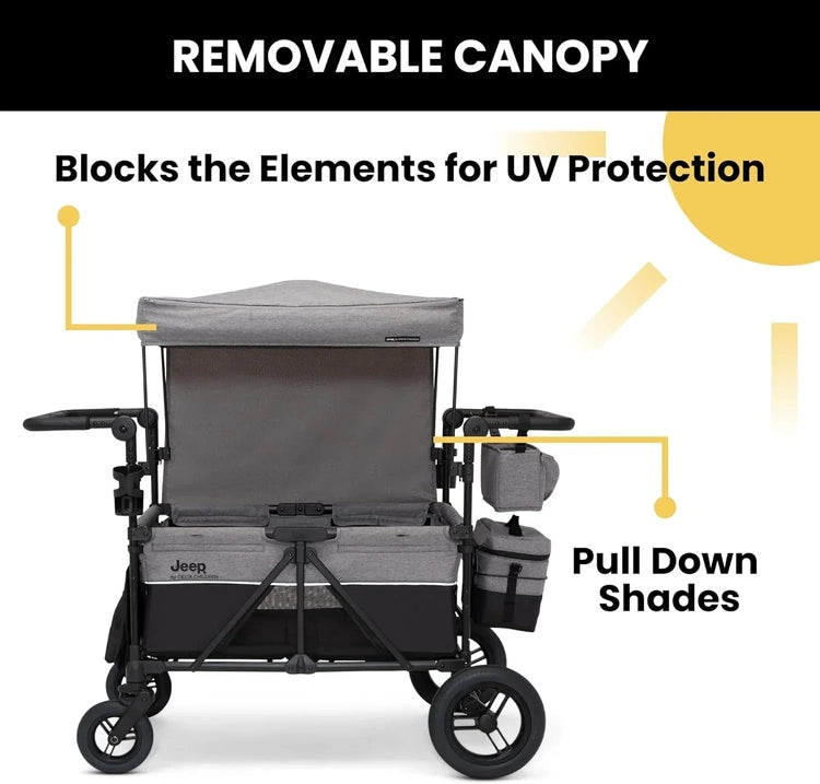 Jeep Wrangler Deluxe 4 Seater Stroller Wagon by Delta Children Quad Stroller Wagon