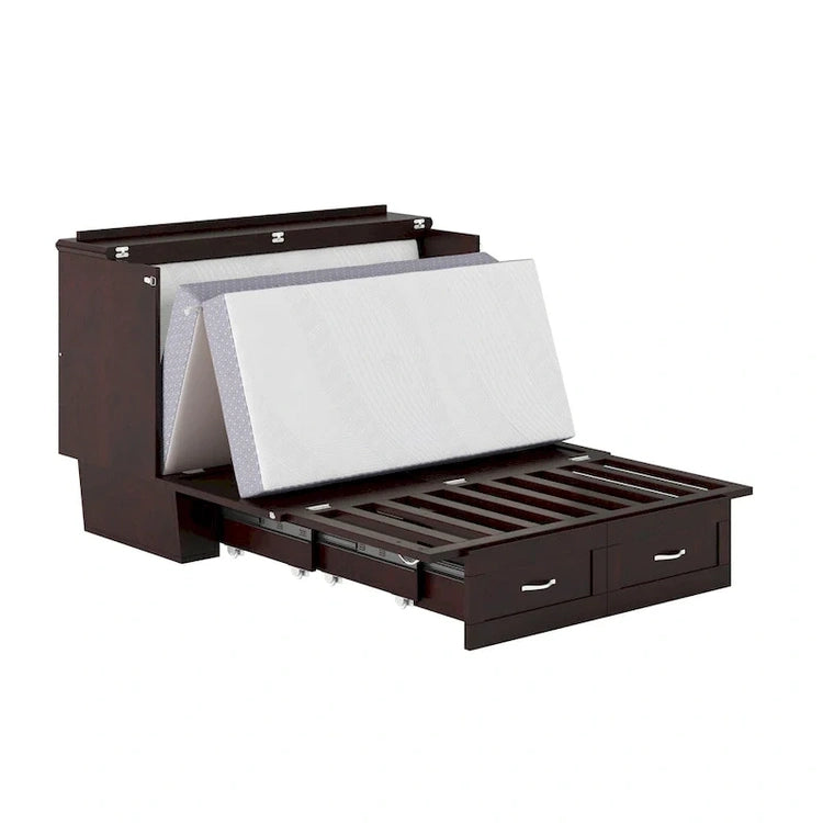 Monroe Full Murphy Bed Chest with 6 Memory Foam Mattress