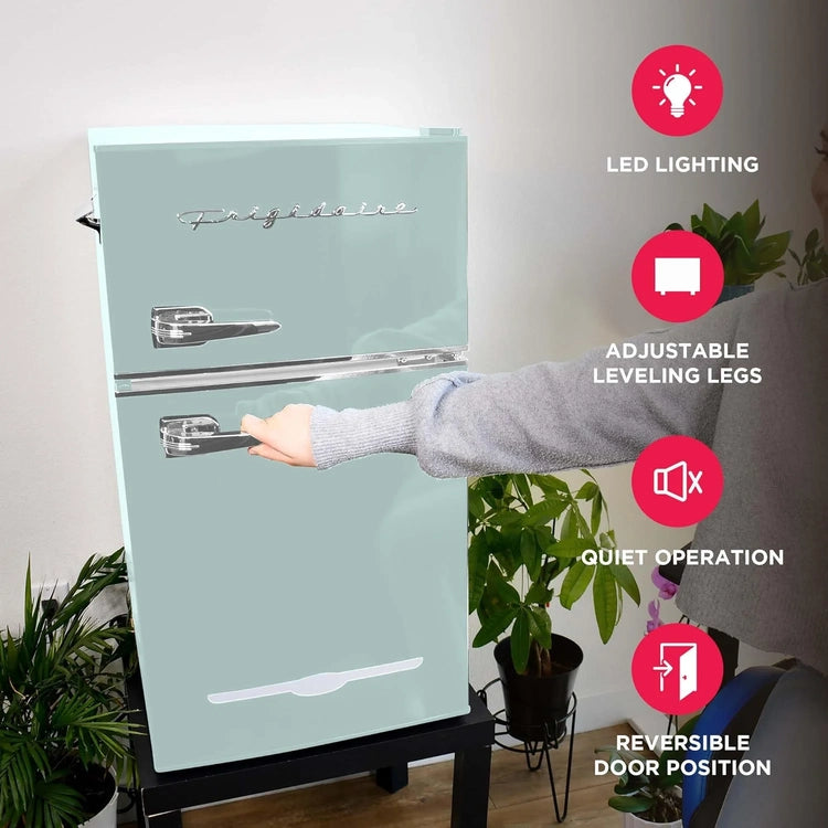 Frigidaire Retro Mini Fridge with Freezer & Side Bottle Opener-Small 2 Door Refrigerator for Office Bar or College Dorm Room-3.1 Cu. Ft