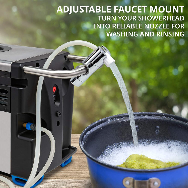 Portable Propane Water Heater & Shower Pump W/Built-in Battery, Compact Outdoor Cleaning & Showering System W/LCD, Safety Shutoff & Carry Case