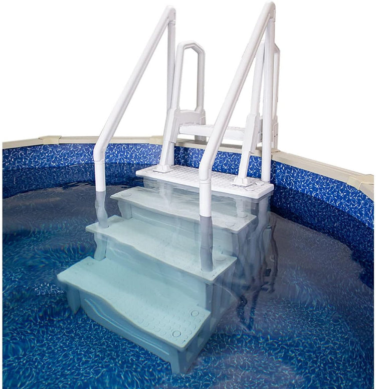 Select Anti-Slip in-Pool Steps, Gray, for Above Ground Swimming Pools, Can Mount to Decks 48" to 54" H, Safety Stairs Capacity up to 300 Lbs
