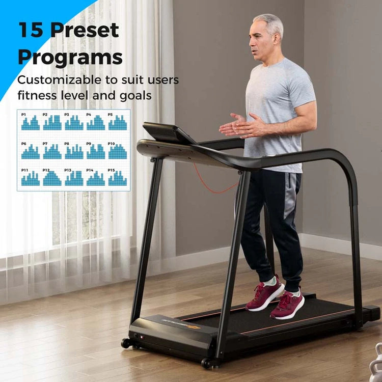 2.5 HP Walking Treadmill for Senior with Long Handrail, 300 Lbs Capacity, Recovery Fitness Exercise Machine for Home with Pulse Sensors