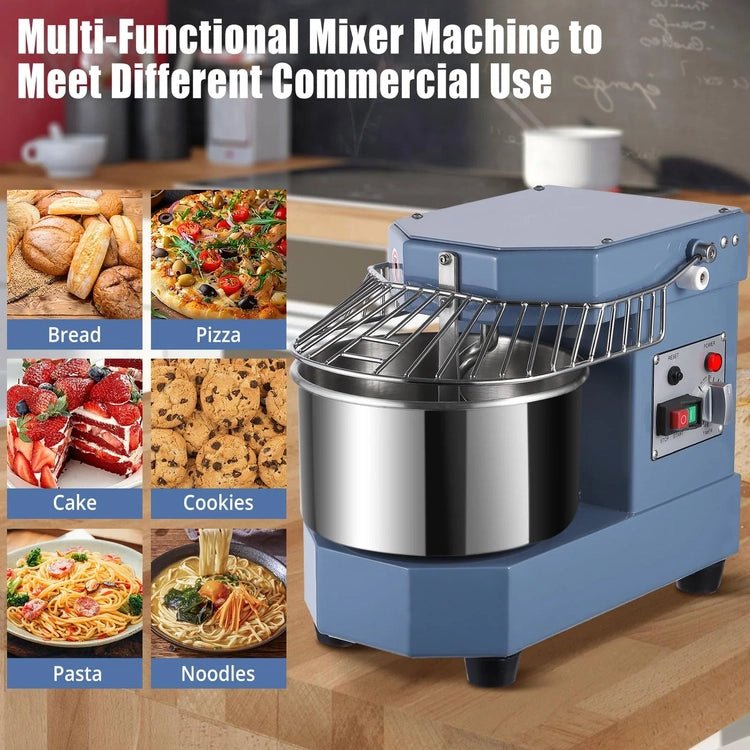 8Qt Commercial Food Mixer, 450W Dual Rotating Dough Kneading Machine W Food-Grade Stainless Steel Bowl, Security Shield & Timer, Commercial