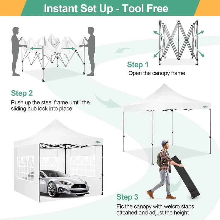 Cobizi 10x20 Heavy Duty Pop up Canopy Tent with 6 Sidewalls Easy up Commercial Outdoor Canopy Wedding Party Tents