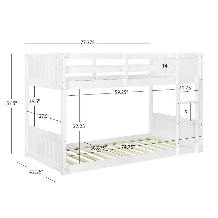 Delphia Low Profile Twin Over Twin Bunk Bed