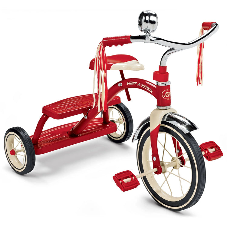 Radio Flyer, Classic Red Dual Deck Tricycle, 12'' Front Wheel, Red, Kids Ages 2.5 - 5 Years