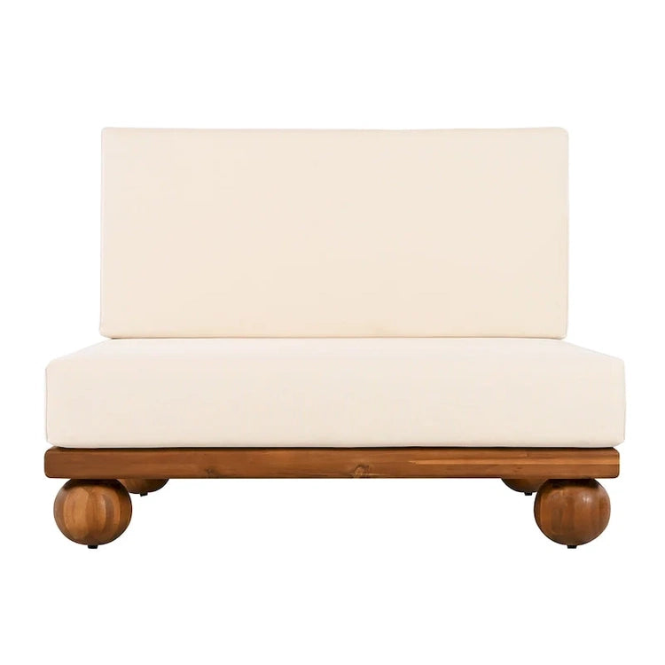 Scott Living Dulcie 4 Piece Outdoor Acacia Wood L Shape Setional Sofa with Removable Cushions