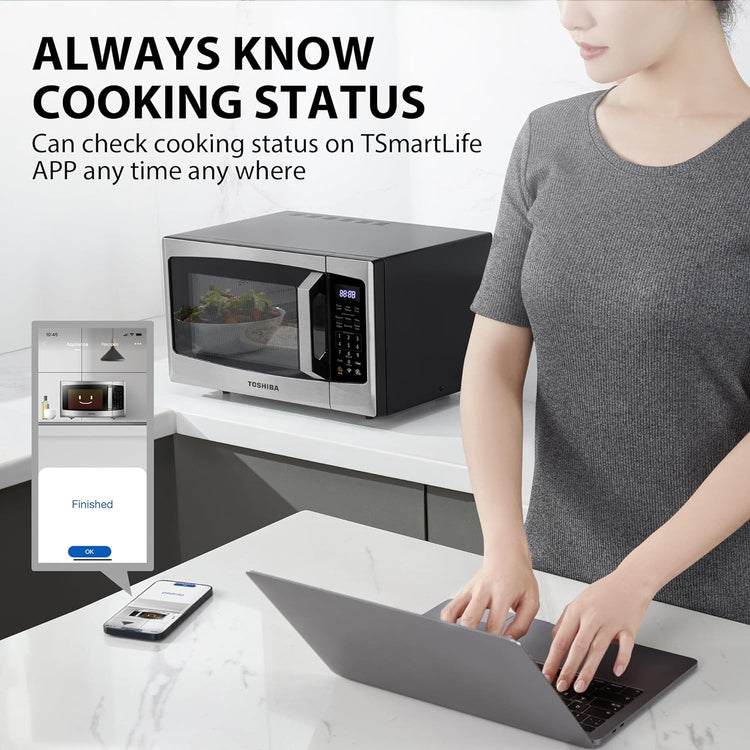 Toshiba 4-in-1 Ml-EC42P(SS) Countertop Microwave Oven, Smart Sensor, Convection, Air Fryer Combo, Mute Function, Position Memory 13.6" Turntable