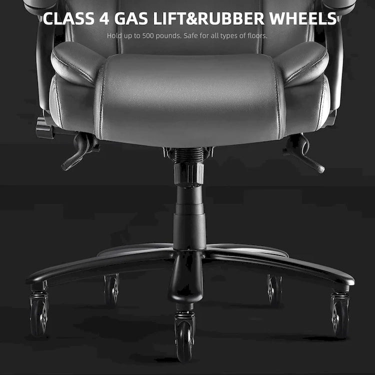 Bossin Big and Tall Executive Office Chair,500LBS Adjustable Lumbar Support Ergonomic Chair with High Back Pu Leather Computer
