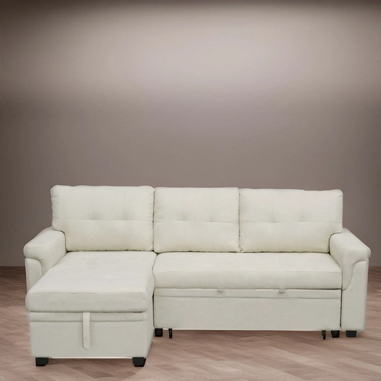 Reversible Sectional Sofa with Pull-Out Sleeper Bed, Hidden Storage Chaise, Durable Legs