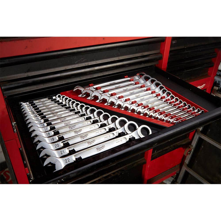 Sae/Metric Combination Ratcheting Wrench Mechanics Tool Set (30-Piece) 48-22-9416-48-22-9516