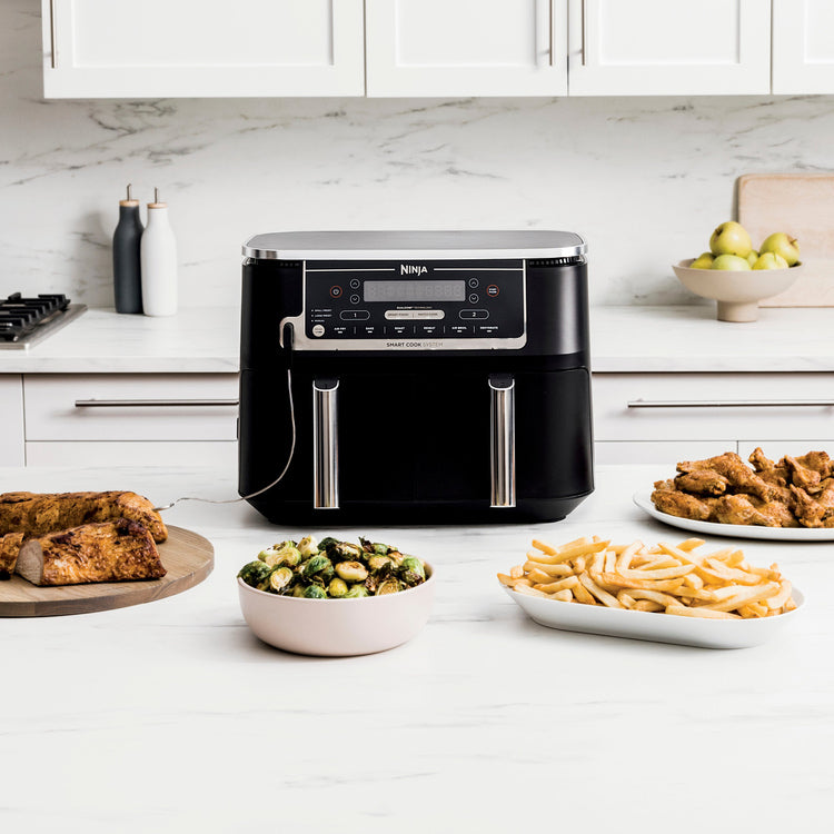 Ninja - Foodi 6-in-1 10-Qt. Xl 2-Basket Air Fryer with Dualzone Technology and Smart Cook System - Black