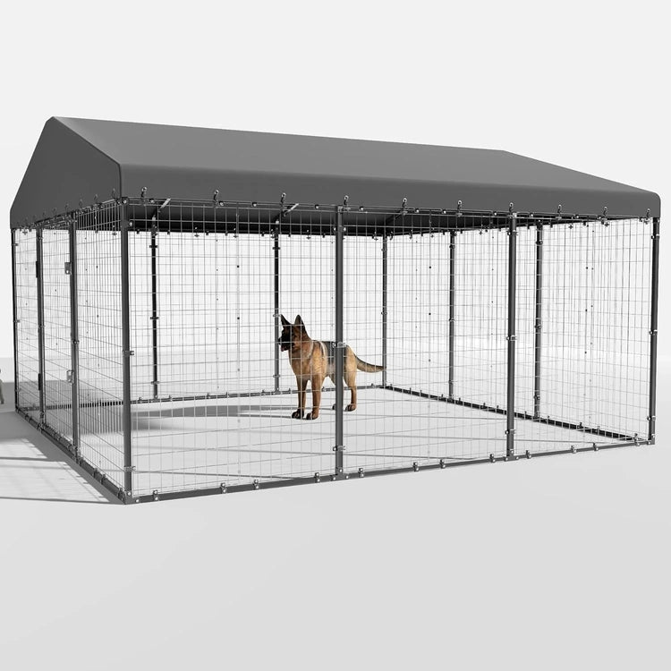 W 118 X D 118 X H 70 Large Outdoor Dog Kennel, Heavy Duty Dog Cage Enclosure with Waterproof Roof