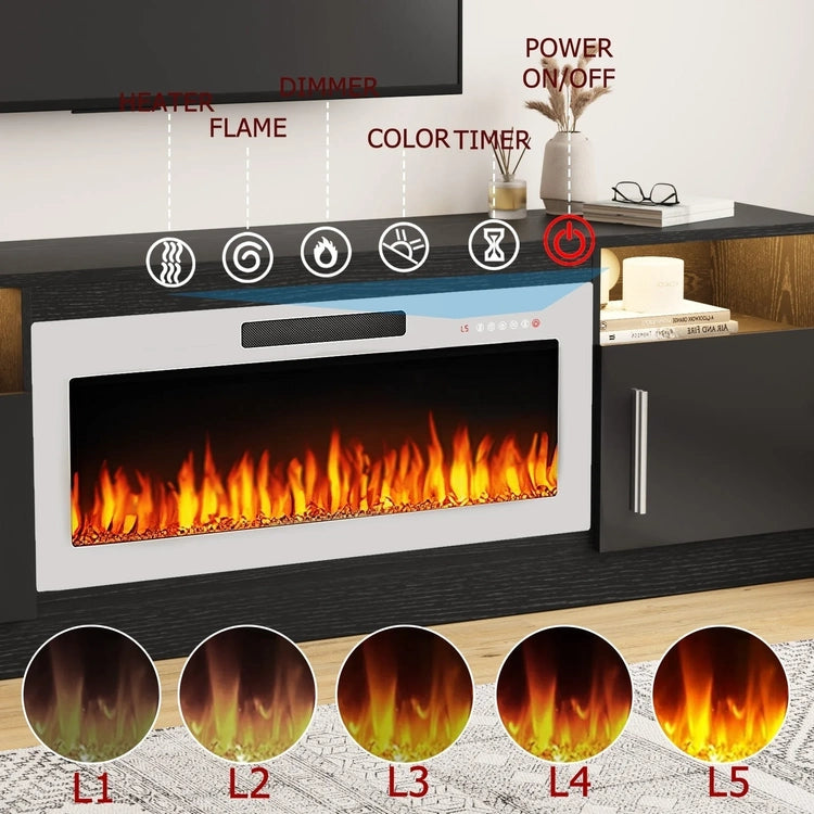 Bossin 70 Fireplace TV Stand with 36 Electric Fireplace, TV Stand for Tvs up to 80,16 Colors LED Lights/Entertainment Center