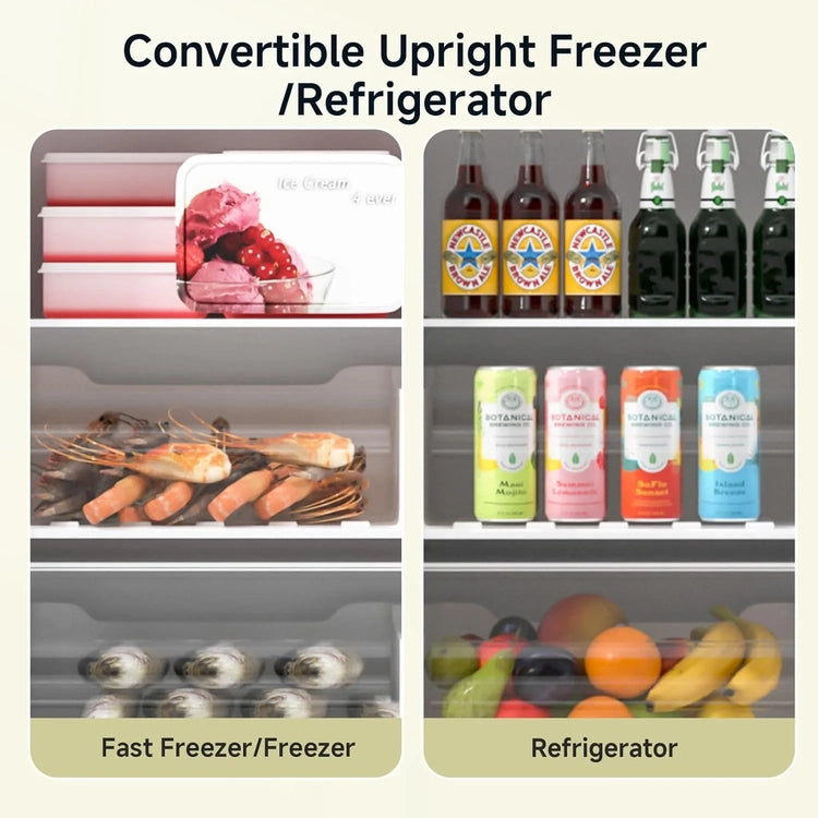 Bangson Upright Freezer, 7.0 Cu. Ft. Stand up Freezer, Convertible Upright Freezer/Refrigerator, Single Door for Kitchen, Garage, Office, Apartment