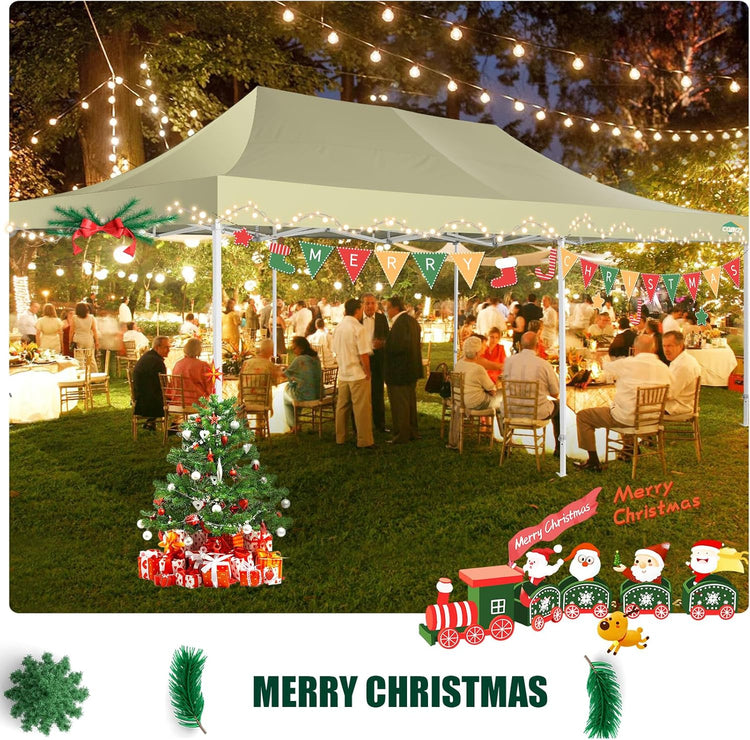 Cobizi 10x20 Heavy Duty Pop up Canopy Tent with 6 Sidewalls Easy up Commercial Outdoor Canopy Wedding Party Tents
