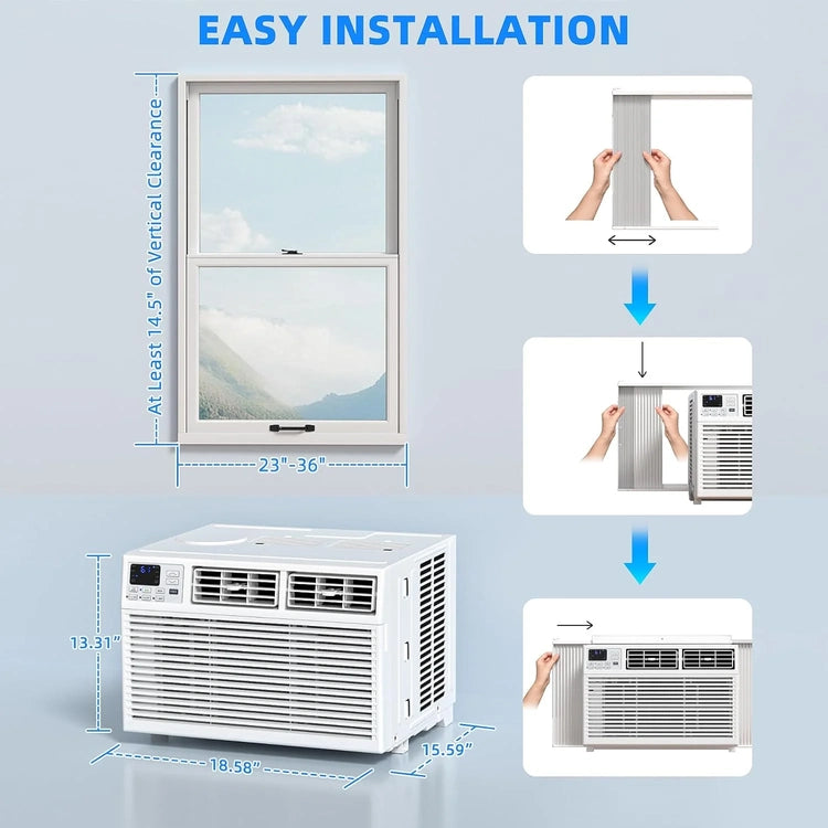 Antarctic Star 12,000 BTU U-Shaped Window Air Conditioner Unit Cools up to 550 Sq.Ft. with 6 Modes 24H Timer, Window AC Units