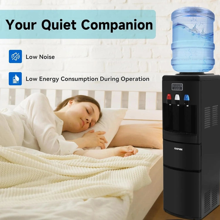 Icepure Water Dispenser with Ice Maker, 3-in-1 Hot and Cold Water Cooler with Built-in Bullet Ice Maker Machine, 26.5lbs/24H