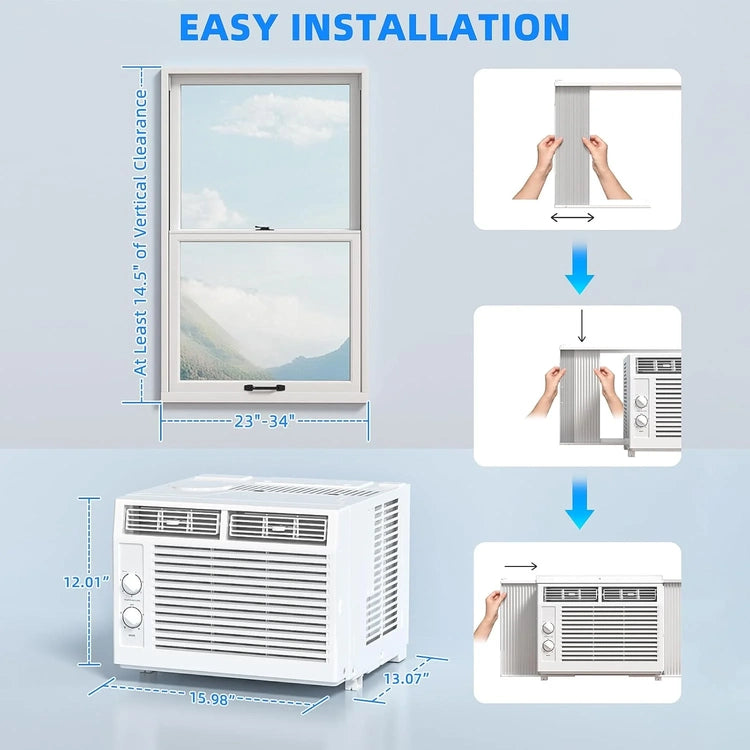 Antarctic Star 12,000 BTU U-Shaped Window Air Conditioner Unit Cools up to 550 Sq.Ft. with 6 Modes 24H Timer, Window AC Units