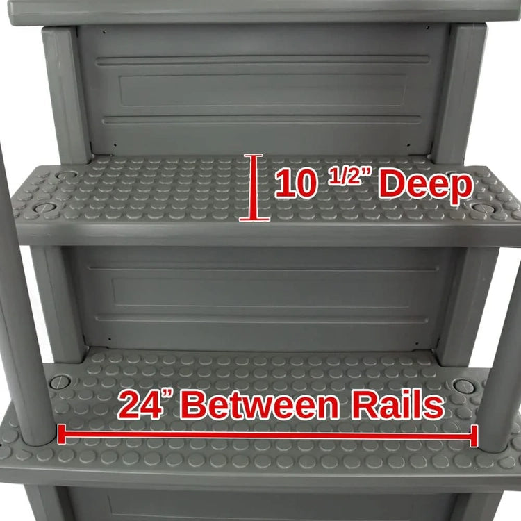 Select Anti-Slip in-Pool Steps, Gray, for Above Ground Swimming Pools, Can Mount to Decks 48" to 54" H, Safety Stairs Capacity up to 300 Lbs