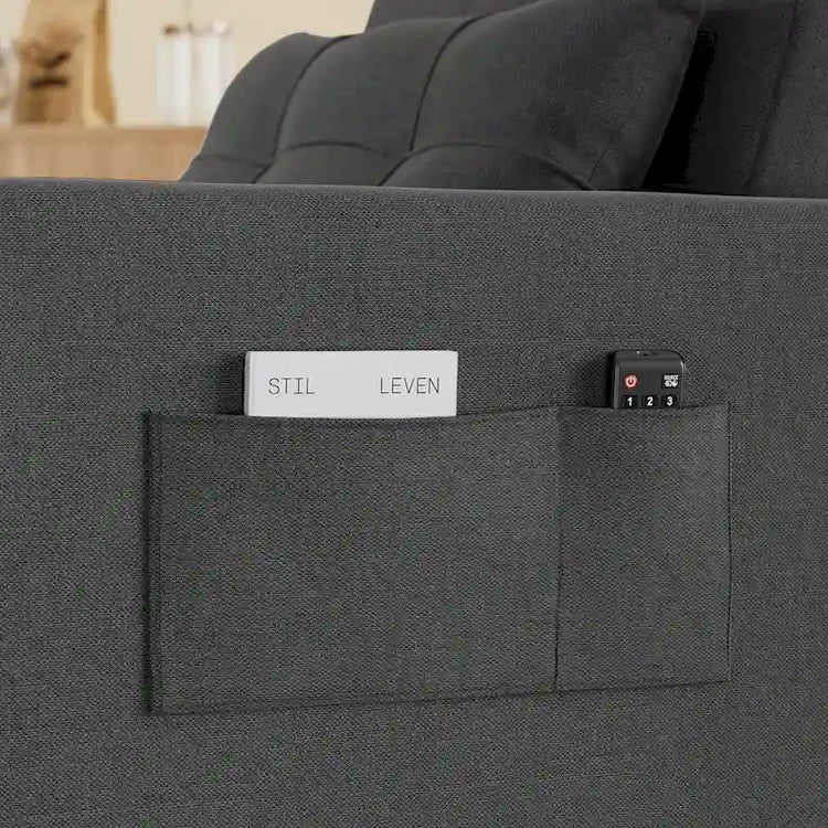 3-in-1 Pull-Out Sofa Bed Sleeper Chair, Convertible Adjustable Foldable Upholstered Lounge Couch