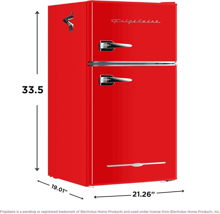Frigidaire Retro Mini Fridge with Freezer & Side Bottle Opener-Small 2 Door Refrigerator for Office Bar or College Dorm Room-3.1 Cu. Ft