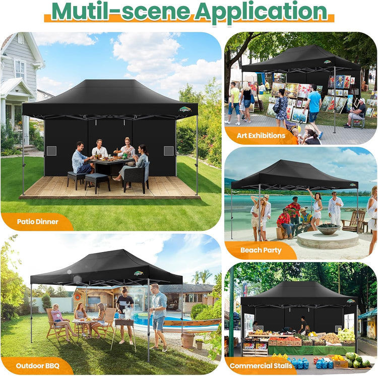 Cobizi 10x20 Heavy Duty Pop up Canopy Tent with 6 Sidewalls Easy up Commercial Outdoor Canopy Wedding Party Tents