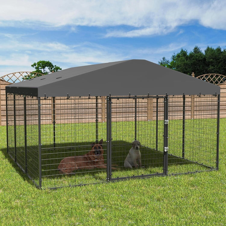 W 118 X D 118 X H 70 Large Outdoor Dog Kennel, Heavy Duty Dog Cage Enclosure with Waterproof Roof