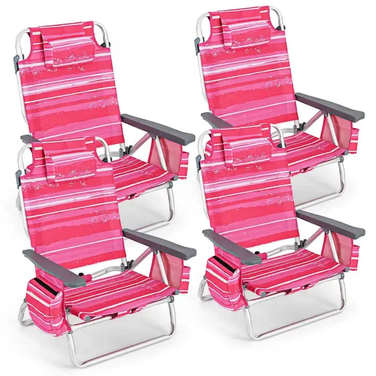 Costway 4-Pack Folding Backpack Beach Chair 5-Position Outdoor - See Details