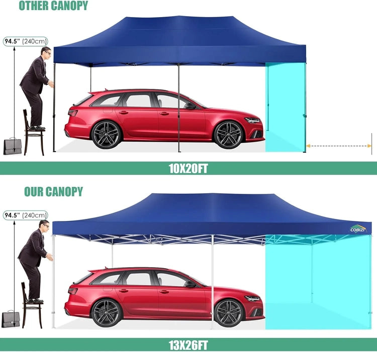 Cobizi 10x20 Heavy Duty Pop up Canopy Tent with 6 Sidewalls Easy up Commercial Outdoor Canopy Wedding Party Tents