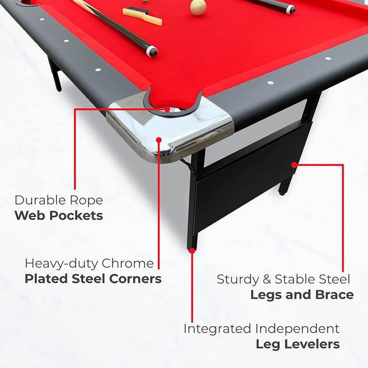 Hathaway Fairmont 6 Ft Portable Pool Table, Adults Folding Billiards Tables for Game Room with Easy Foldable Storage