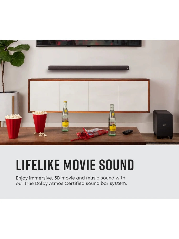 Polk Audio Signa S2 Low Profile TV Sound Bar, with 4K & HD Tvs, Wireless Subwoofer, Includes Hdmi & Optical Cables, Bluetooth Enabled, Black