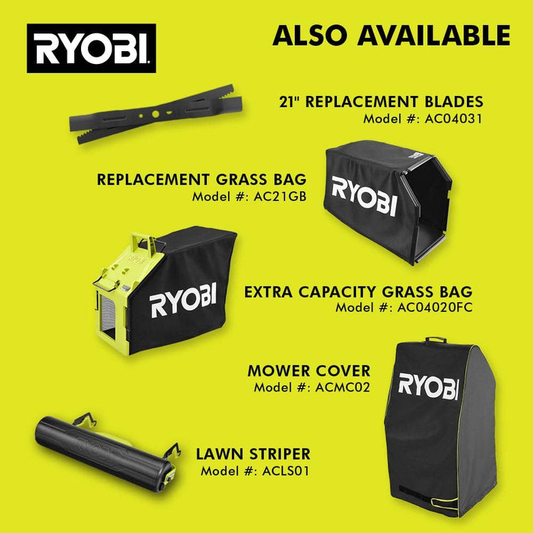 Ryobi 40V HP Brushless 21-in Self-Propelled Awd Lawn Mower - Whisper Series - Includes (2) 6.0Ah Batteries and Charger