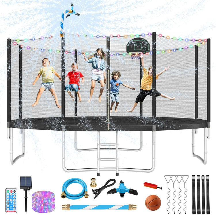 Upgraded 16Ft Trampoline with Basketball Hoop & Net