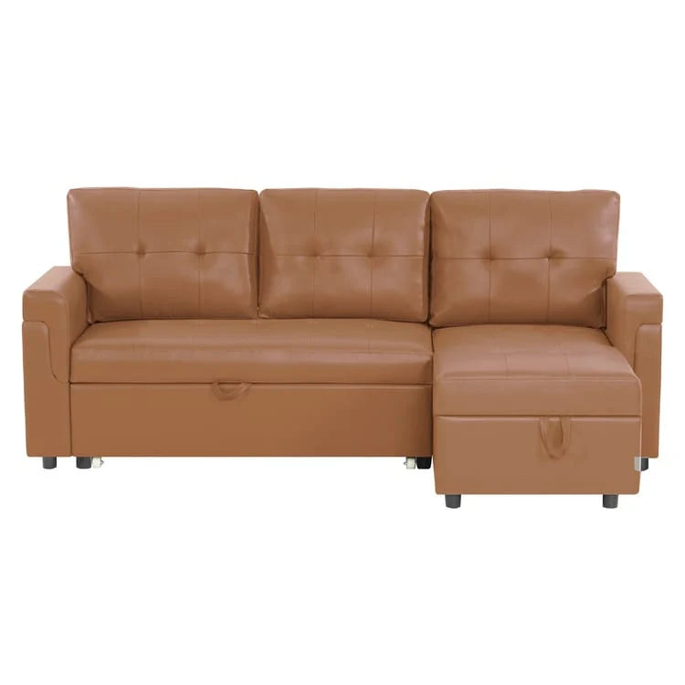Reversible Sectional Sofa with Pull-Out Sleeper Bed, Hidden Storage Chaise, Durable Legs