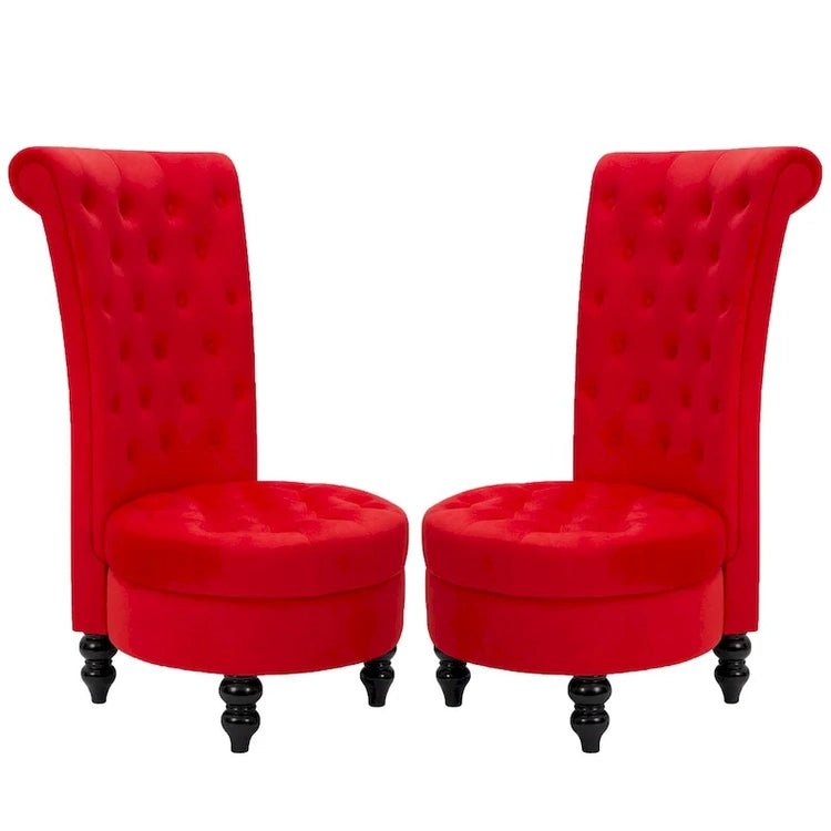 Avawing Set of 2 Throne Royal Chair Thick Padding and Rubberwood Legs