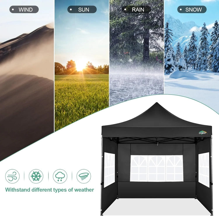 Cobizi 10x20 Heavy Duty Pop up Canopy Tent with 6 Sidewalls Easy up Commercial Outdoor Canopy Wedding Party Tents