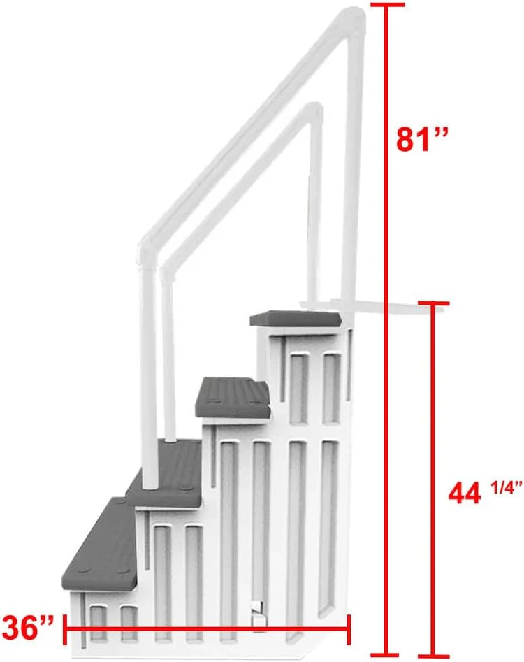 Select Anti-Slip in-Pool Steps, Gray, for Above Ground Swimming Pools, Can Mount to Decks 48" to 54" H, Safety Stairs Capacity up to 300 Lbs