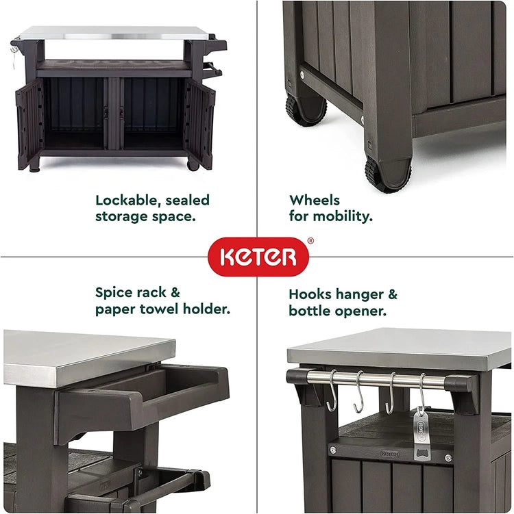 Keter Unity Xl Portable Outdoor Table and Storage