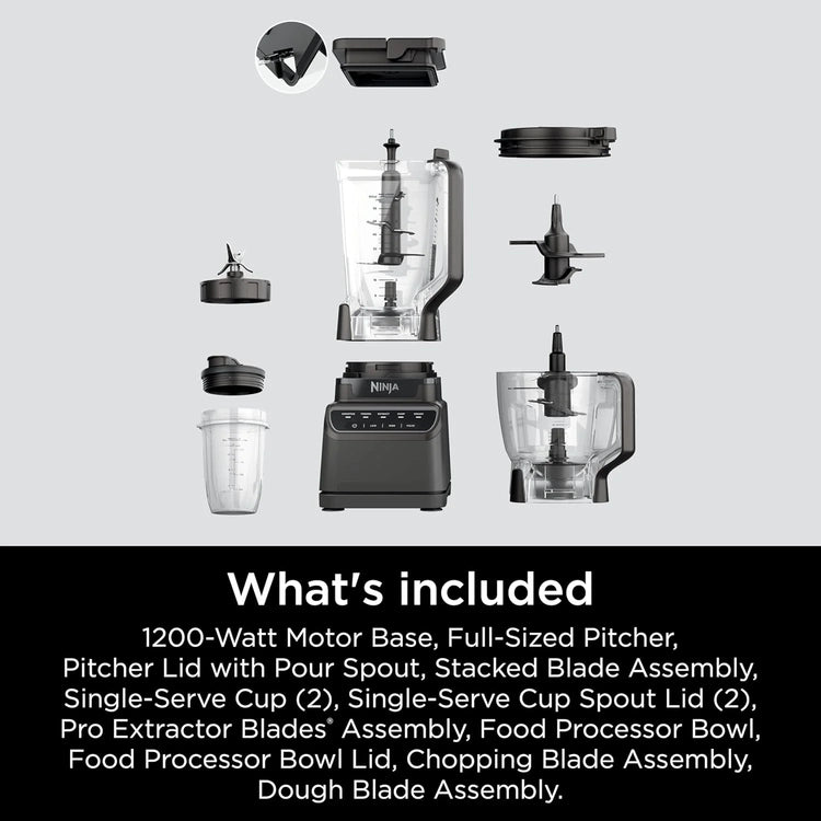 Ninja Blender, Mega Kitchen System, 1500W, 4 Functions for Smoothies, Processing, Dough, Drinks & More, with 72 Blender Pitcher, 64 Processor Bowl