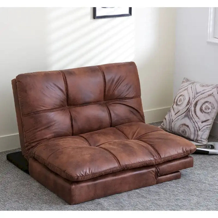 Futon Couch Sofa Bed, Faux Leather Sleeper Futons Convertible Loveseat Furniture for Compact Small Space, Dorm, Living Room