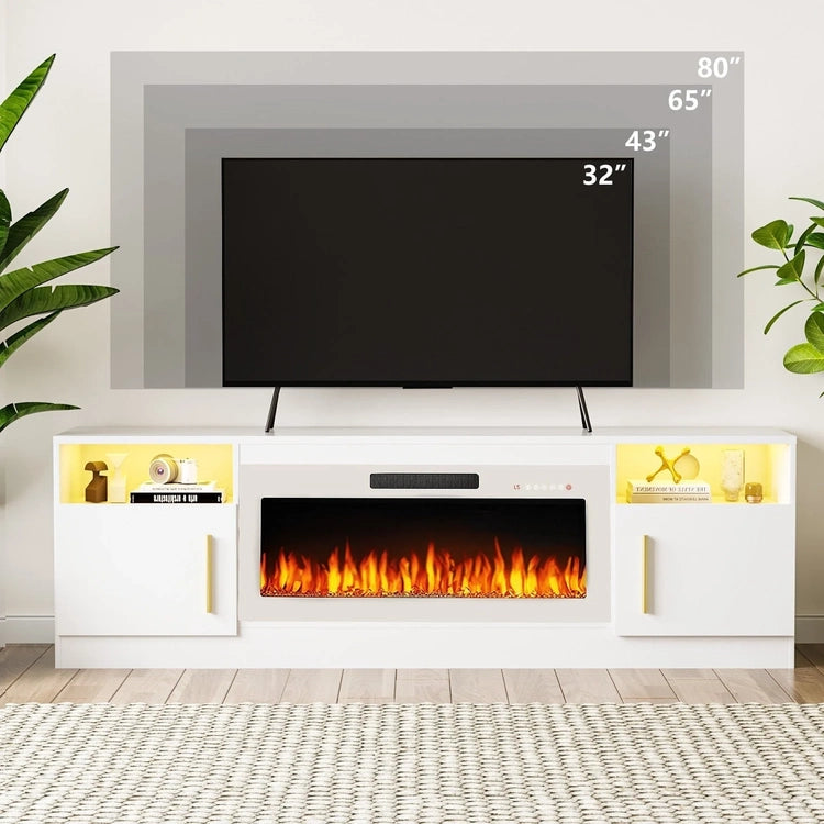 Bossin 70 Fireplace TV Stand with 36 Electric Fireplace, TV Stand for Tvs up to 80,16 Colors LED Lights/Entertainment Center
